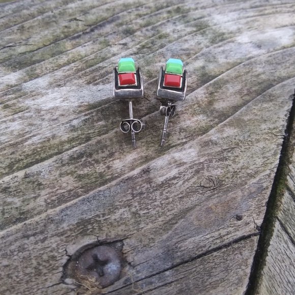Vintage Rare Silpada 925 sterling Silver Multi color Stone Earrings - Picture 13 of 16